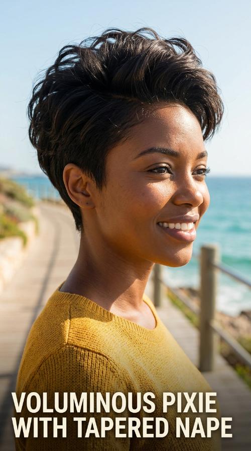 Voluminous Pixie with Tapered Nape