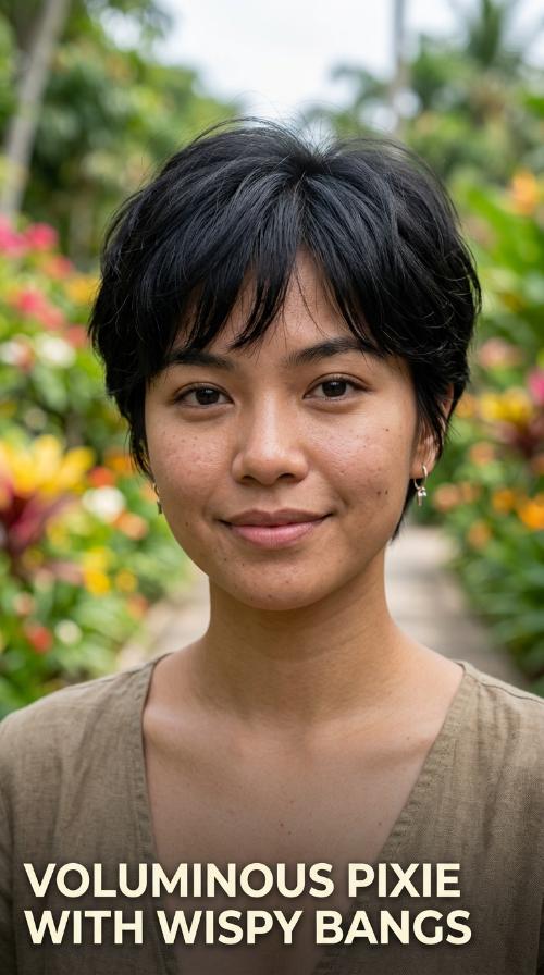 Voluminous Pixie with Wispy Bangs