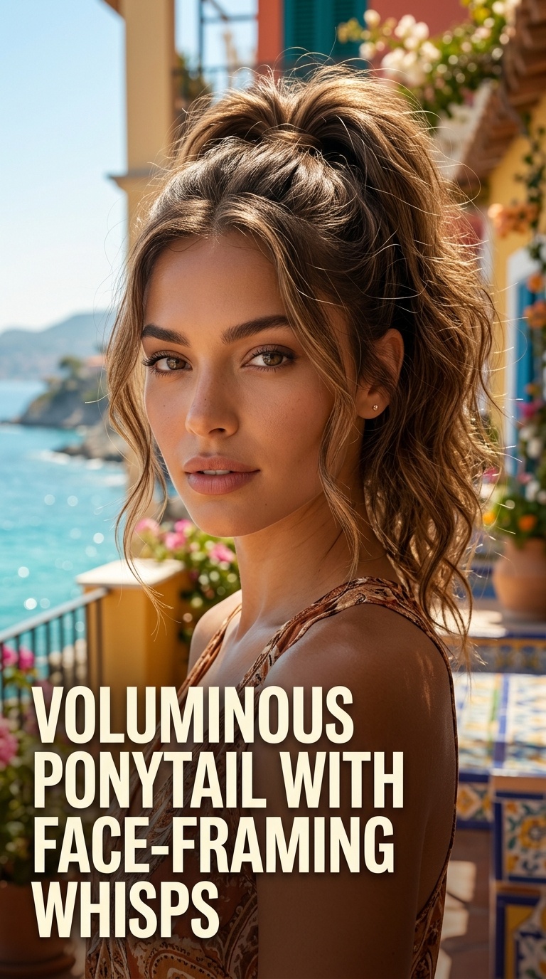 Voluminous Ponytail with Face-Framing Whisps