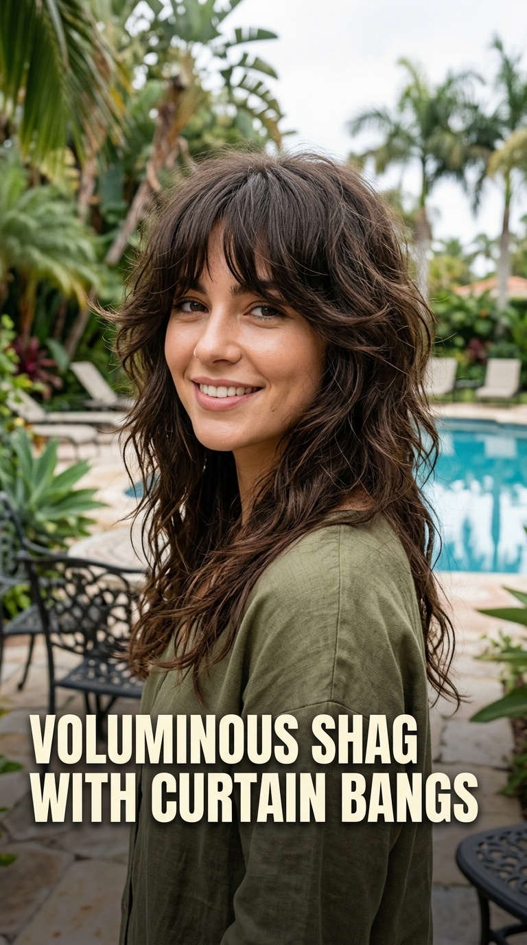 Voluminous Shag with Curtain Bangs