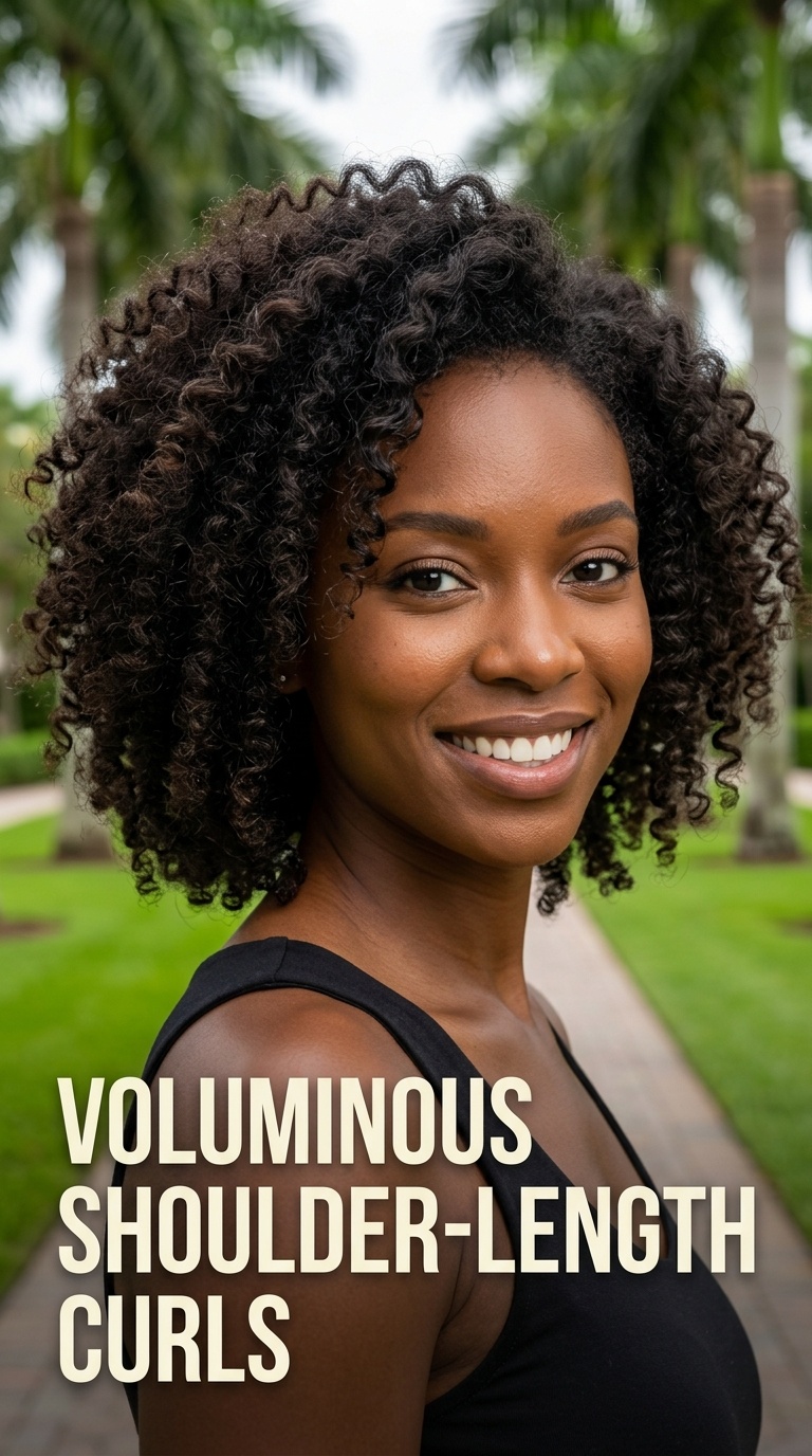 Voluminous Shoulder-Length Curls