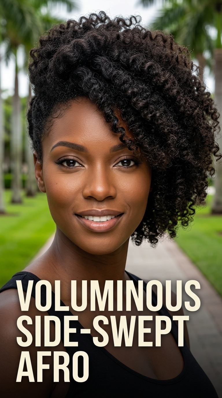 Voluminous Side-Swept Afro