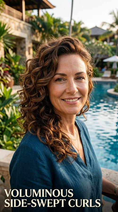Voluminous Side-Swept Curls
