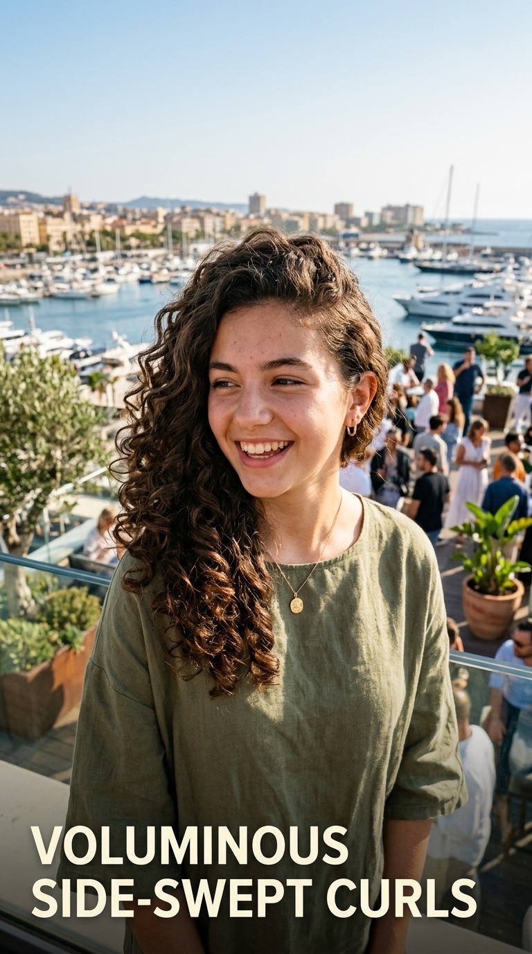Voluminous Side-Swept Curls