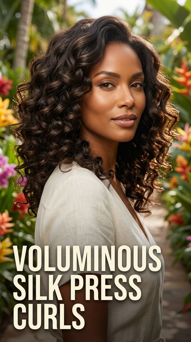 Voluminous Silk Press Curls