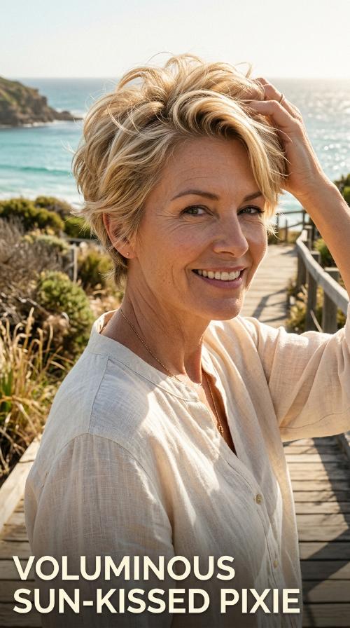 Voluminous Sun-Kissed Pixie