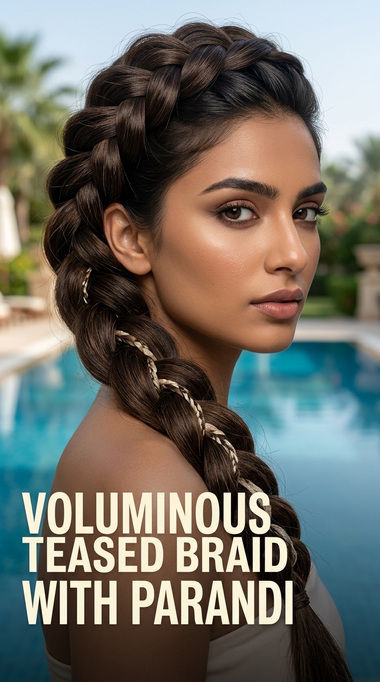 Voluminous Teased Braid with Parandi