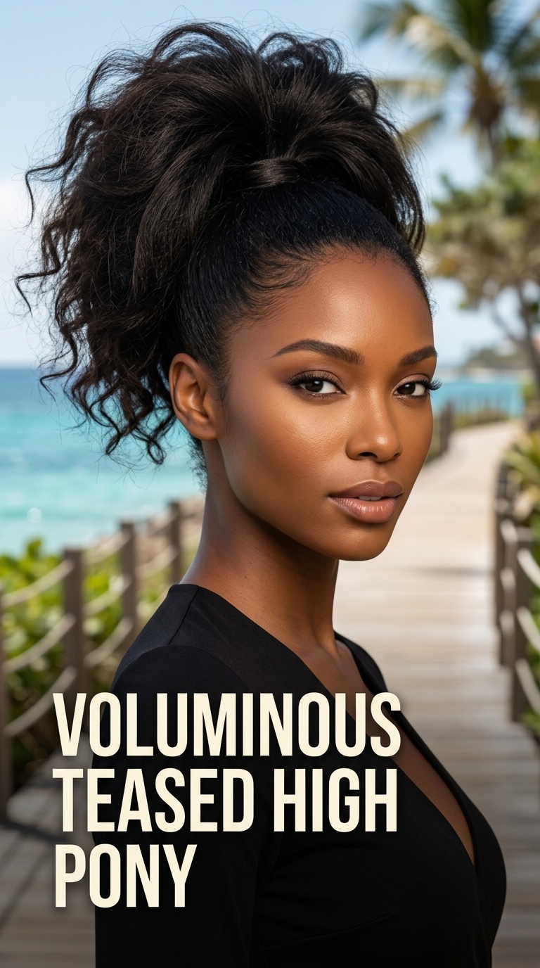 Voluminous Teased High Pony
