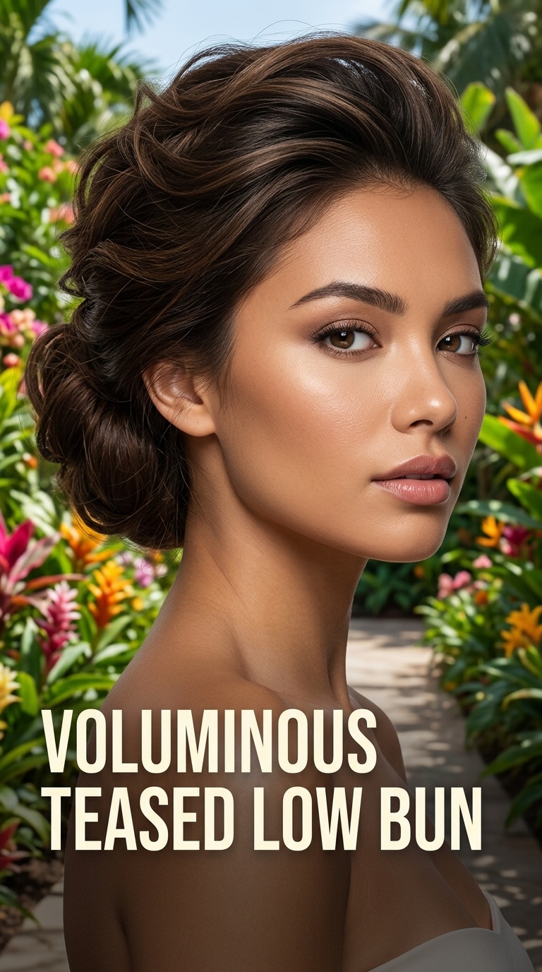 Voluminous Teased Low Bun
