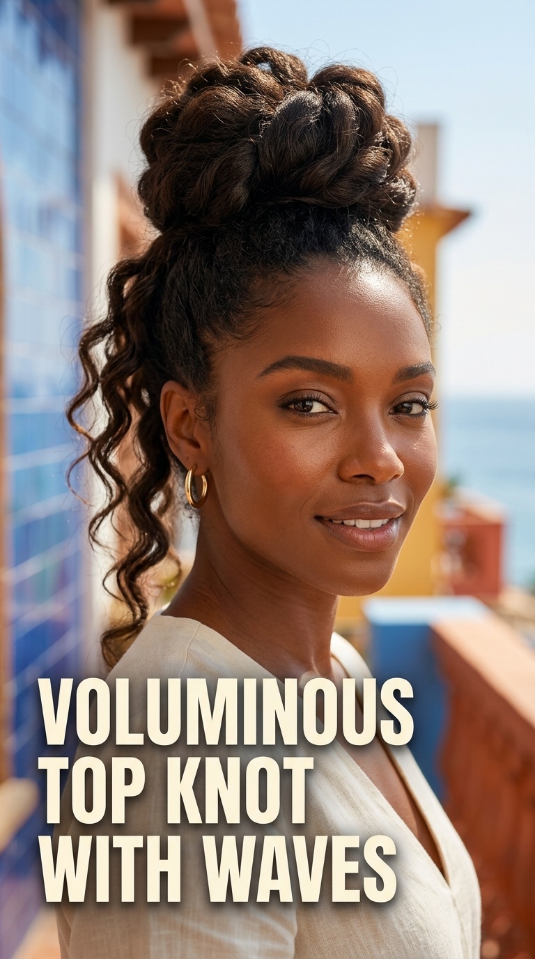 Voluminous Top Knot with Waves