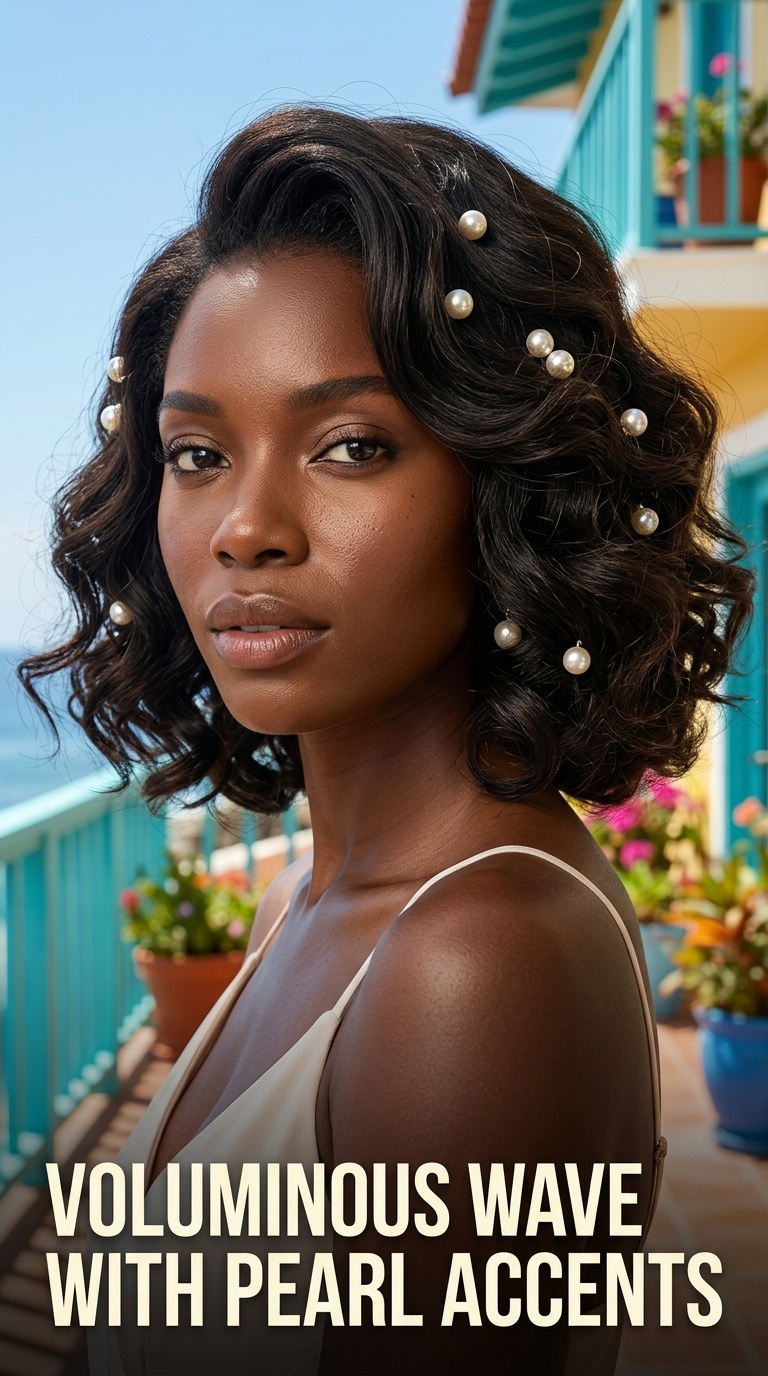 Voluminous Wave with Pearl Accents
