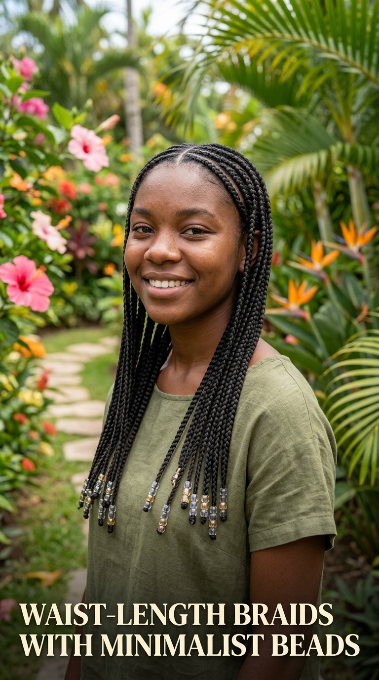 Waist-Length Braids with Minimalist Beads