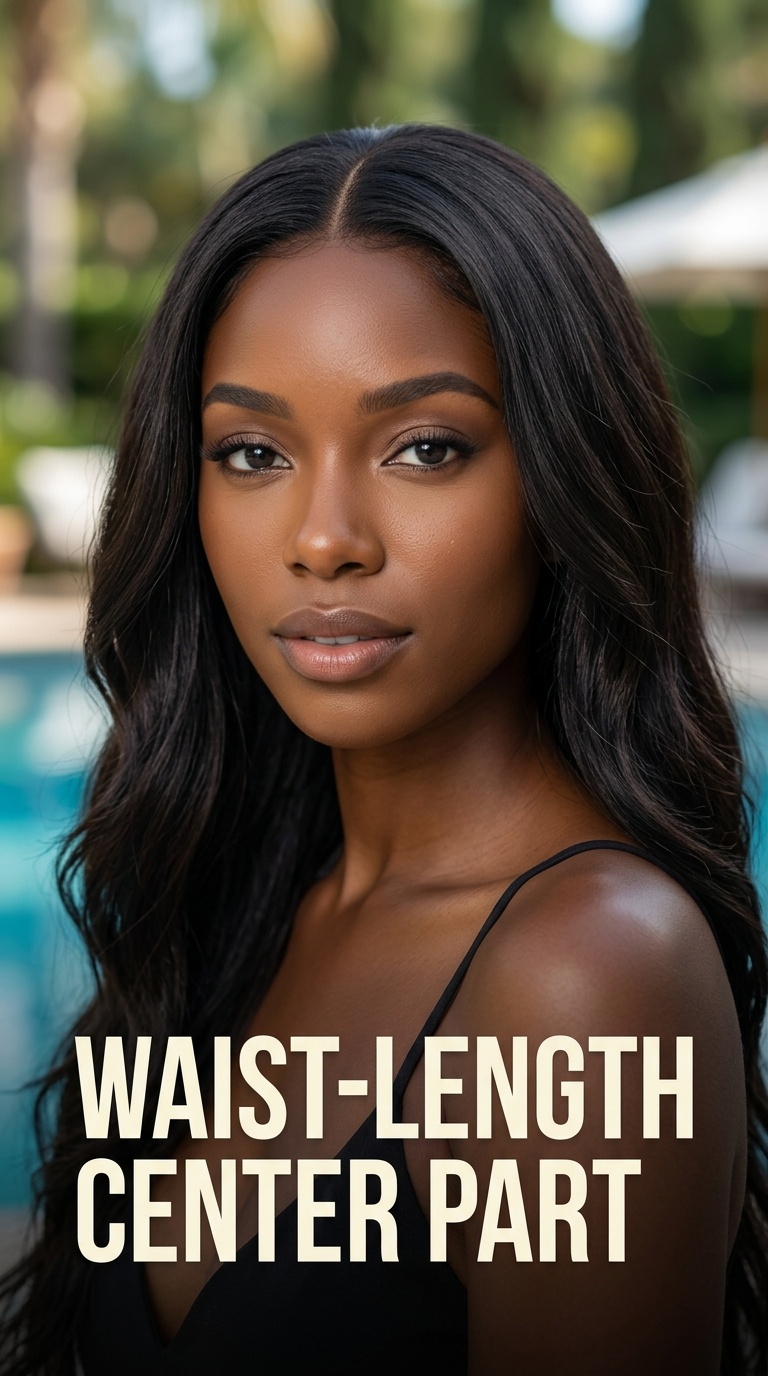 Waist-Length Center Part