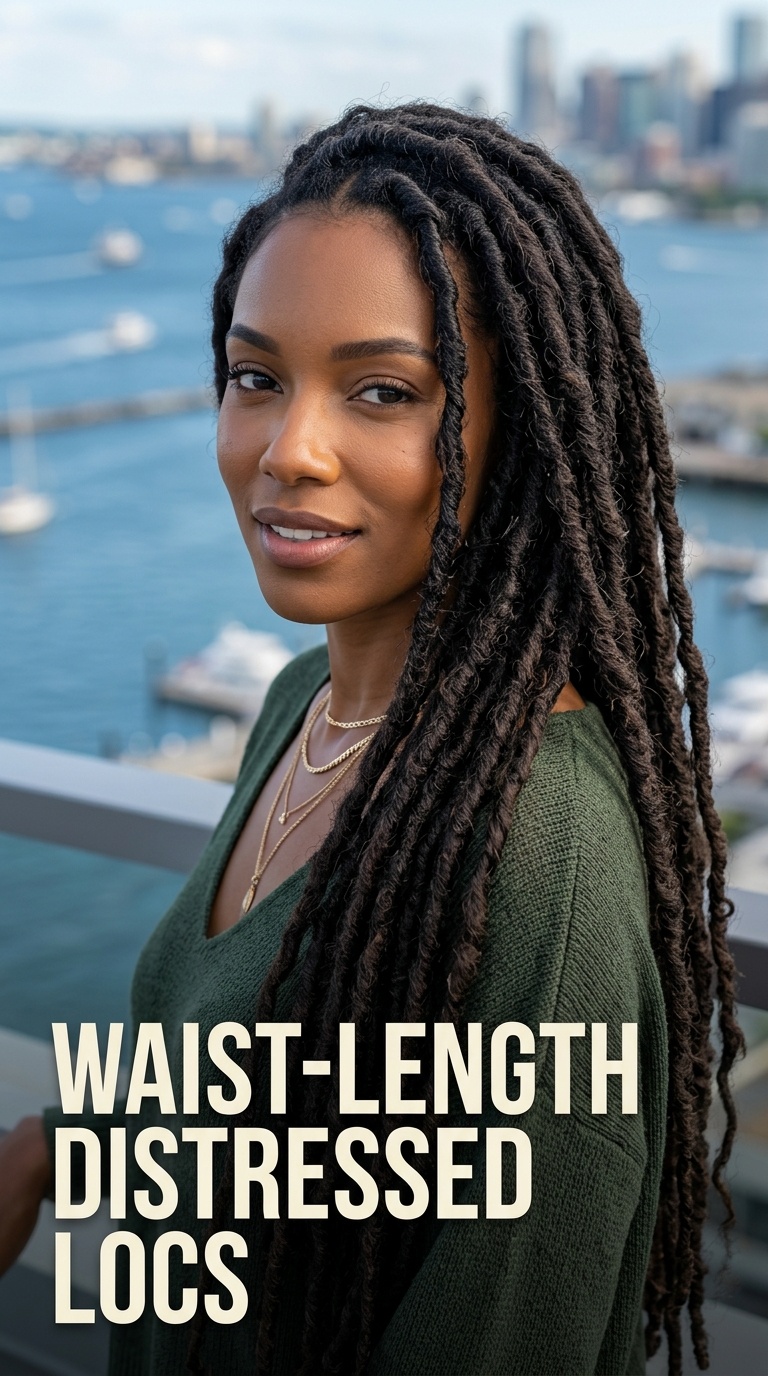 Waist-Length Distressed Locs