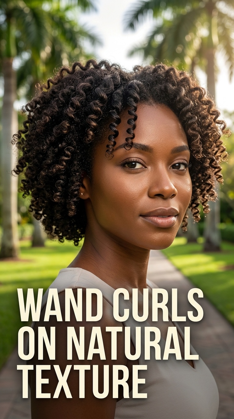 Wand Curls on Natural Texture
