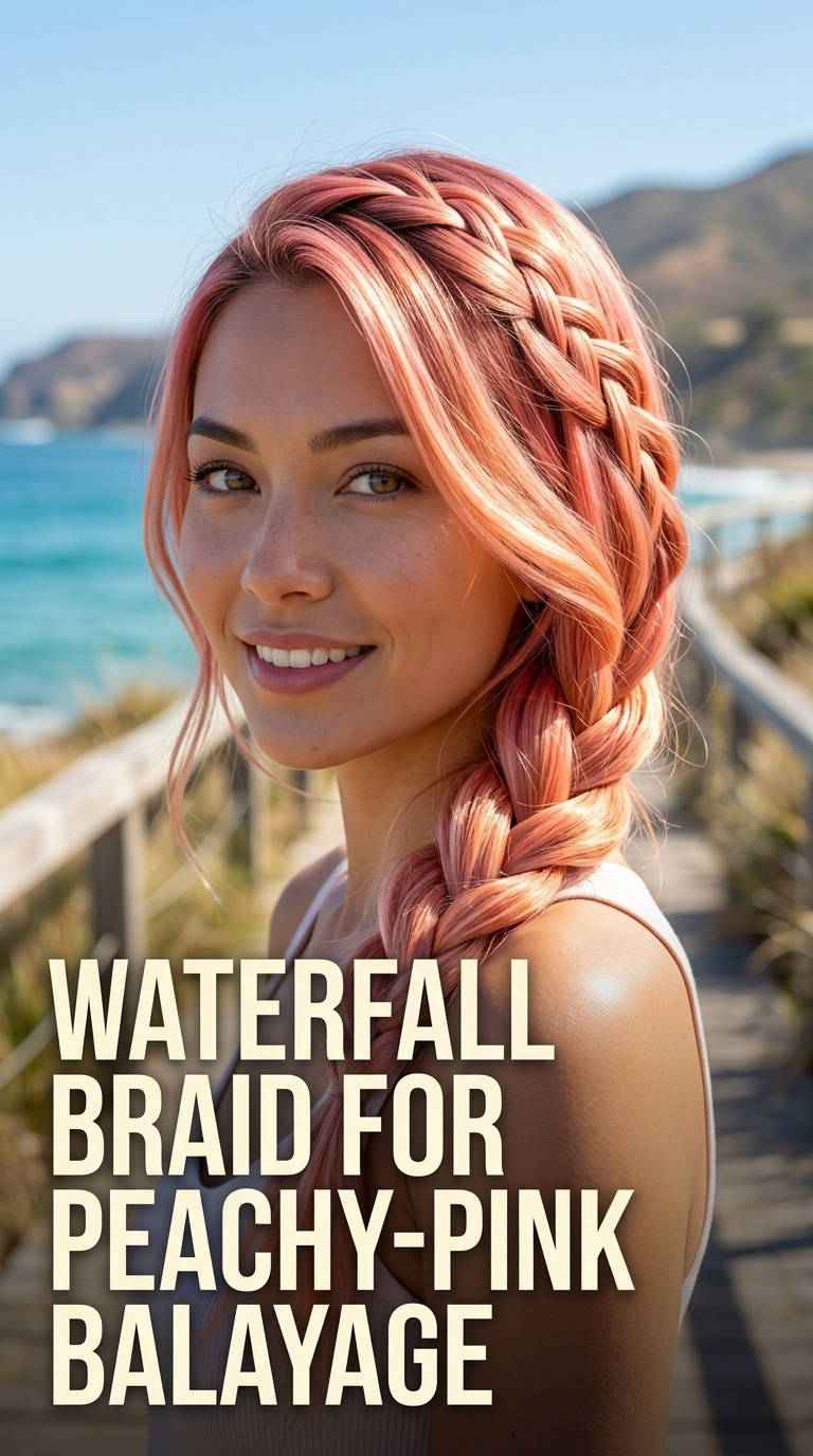 Waterfall Braid for Peachy-Pink Balayage