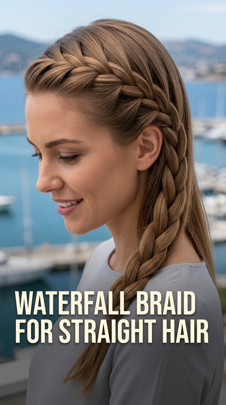 Waterfall Braid for Straight Hair
