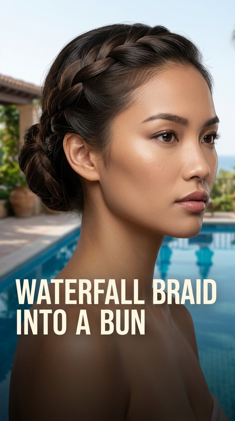 Waterfall Braid Into a Bun