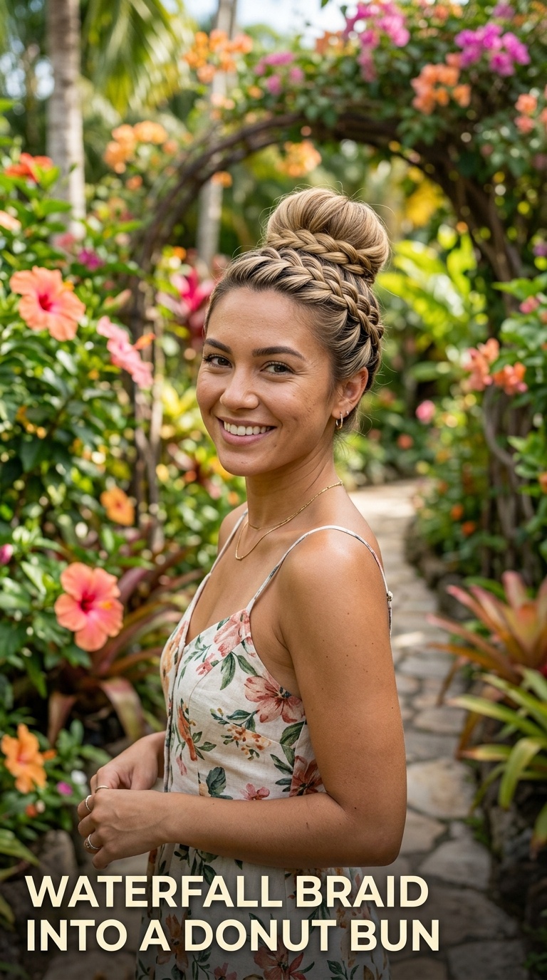 Waterfall Braid Into a Donut Bun