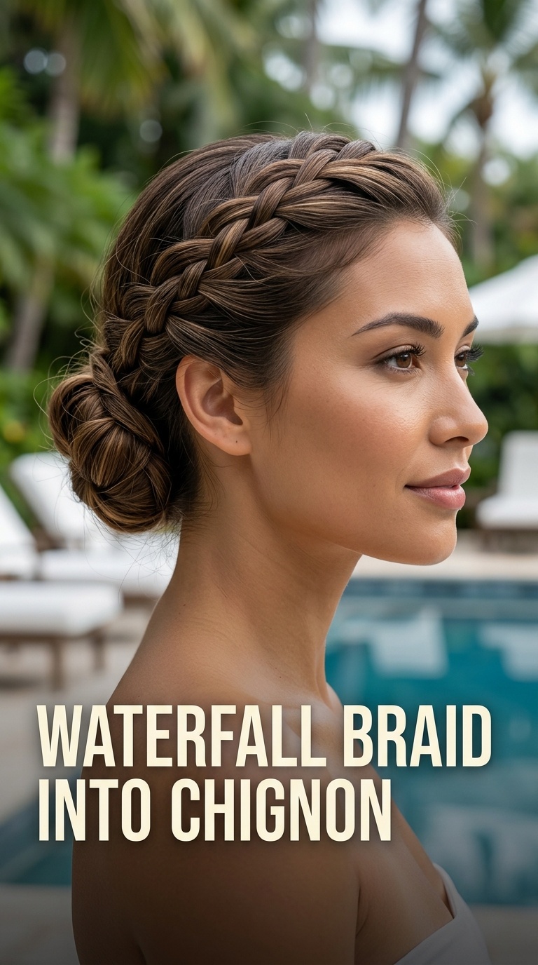 Waterfall Braid into Chignon