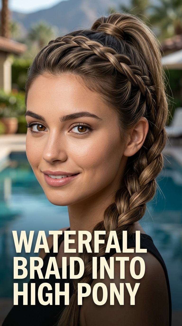 Waterfall Braid Into High Pony