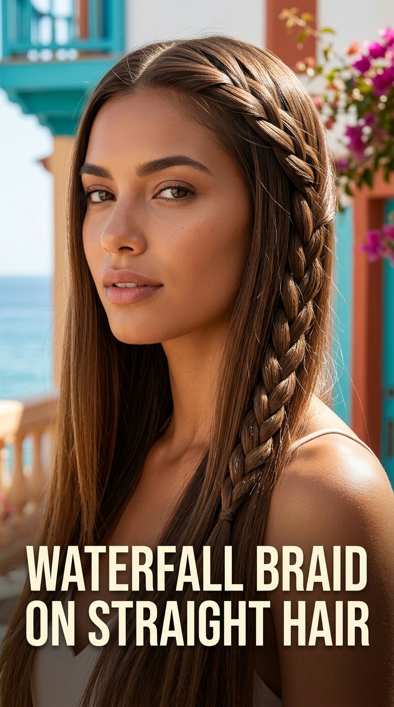 Waterfall Braid on Straight Hair