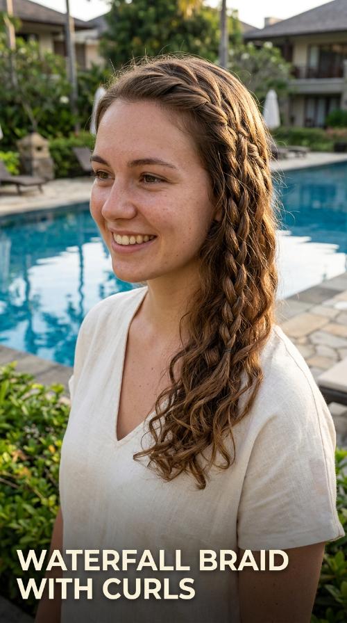 Waterfall Braid with Curls