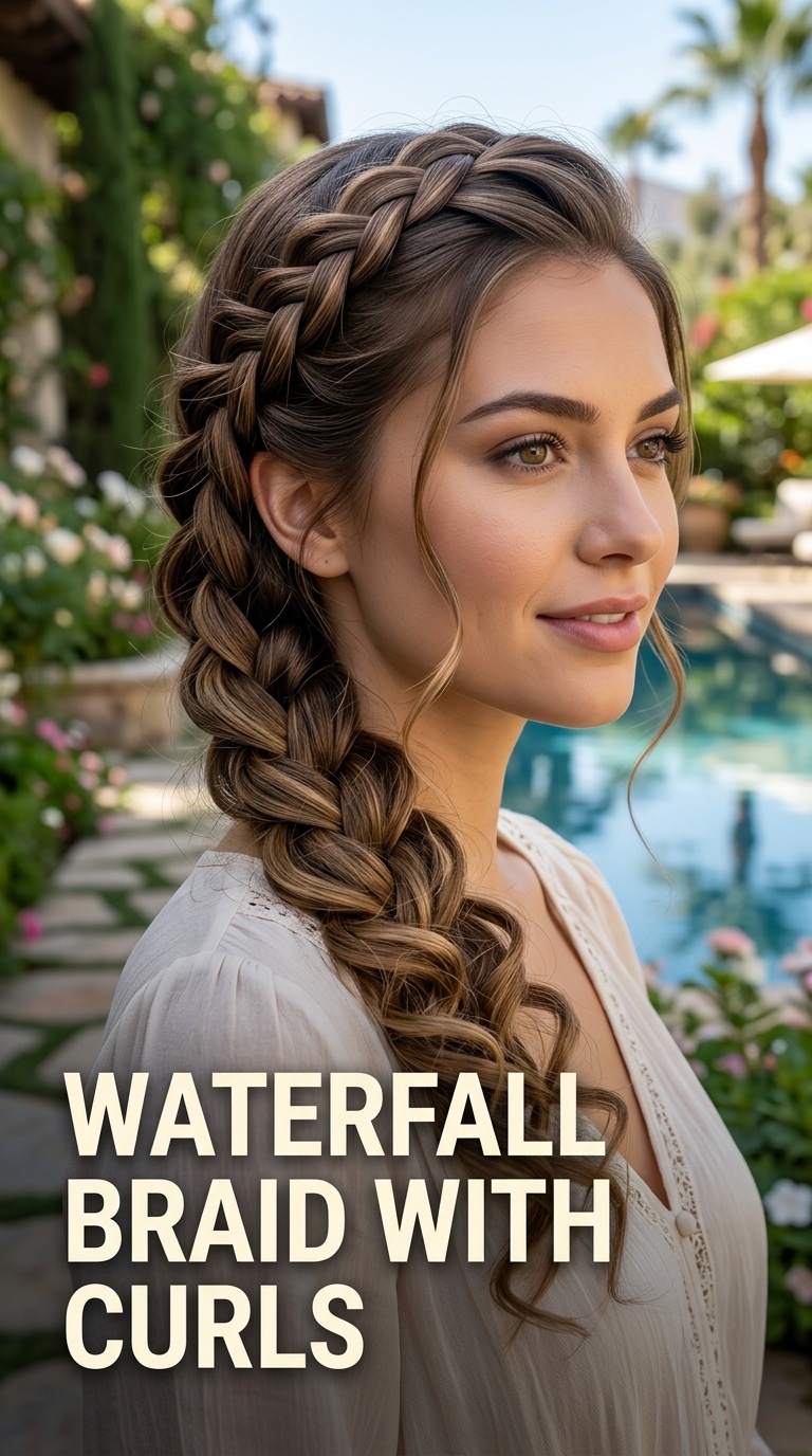 Waterfall Braid with Curls
