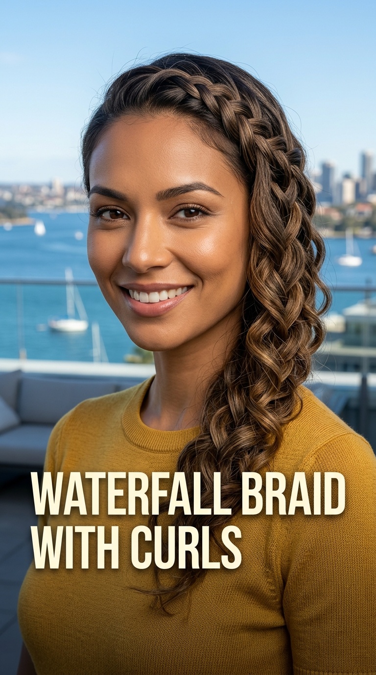 Waterfall Braid with Curls