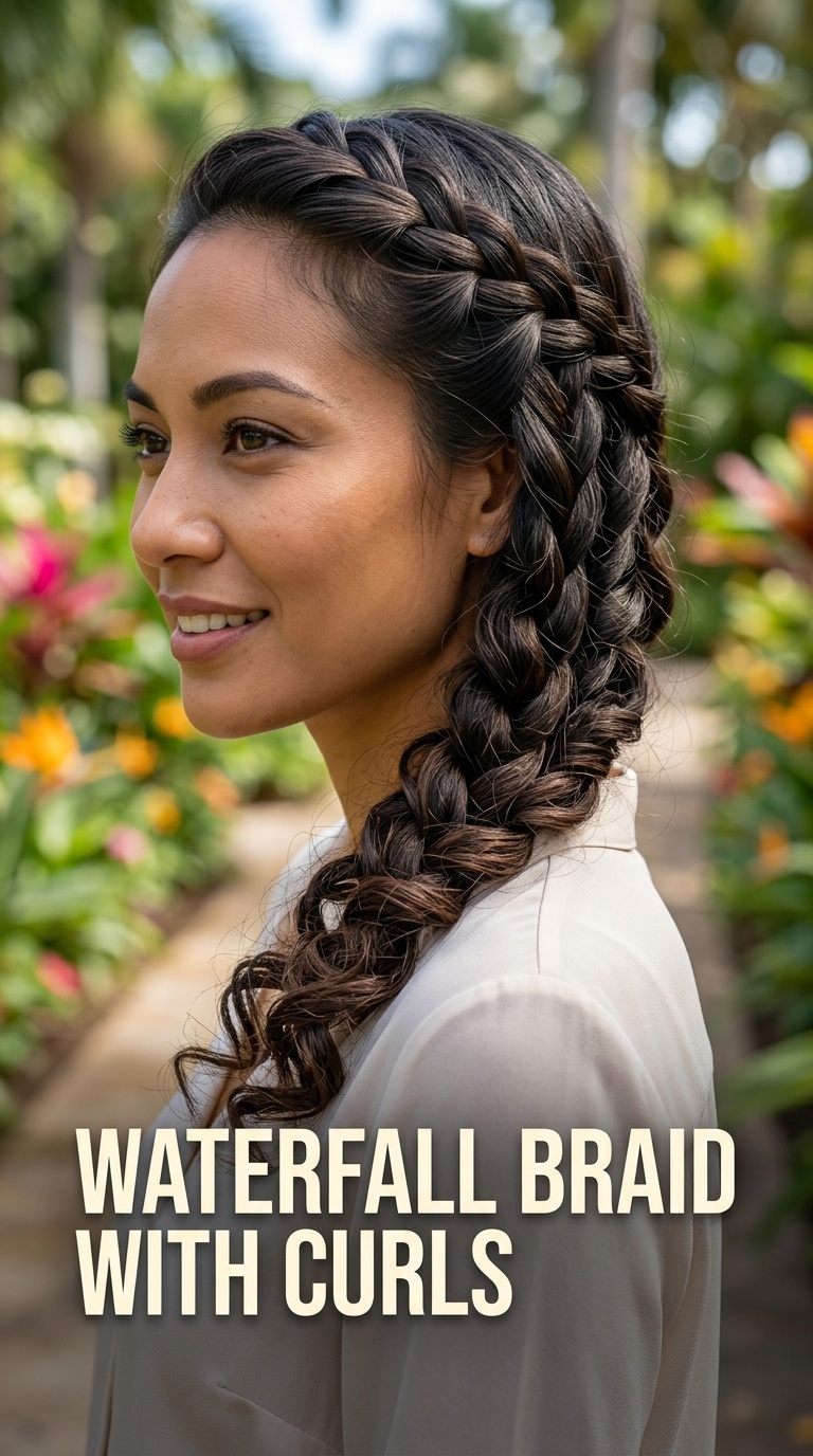 Waterfall Braid with Curls