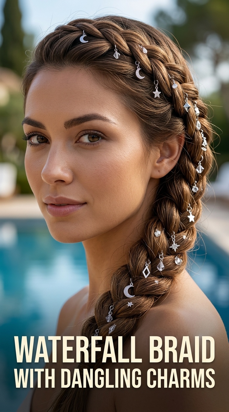 Waterfall Braid with Dangling Charms