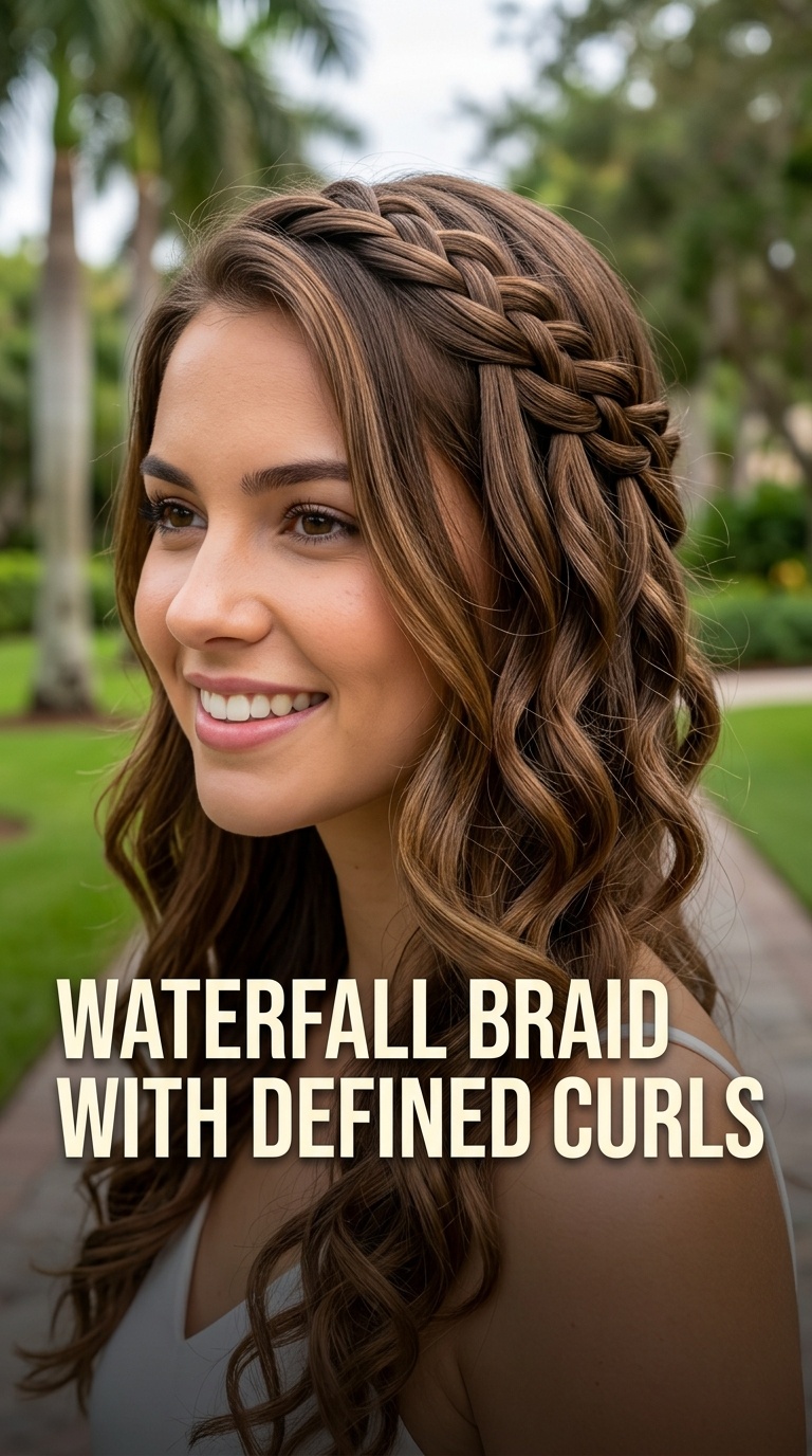 Waterfall Braid with Defined Curls