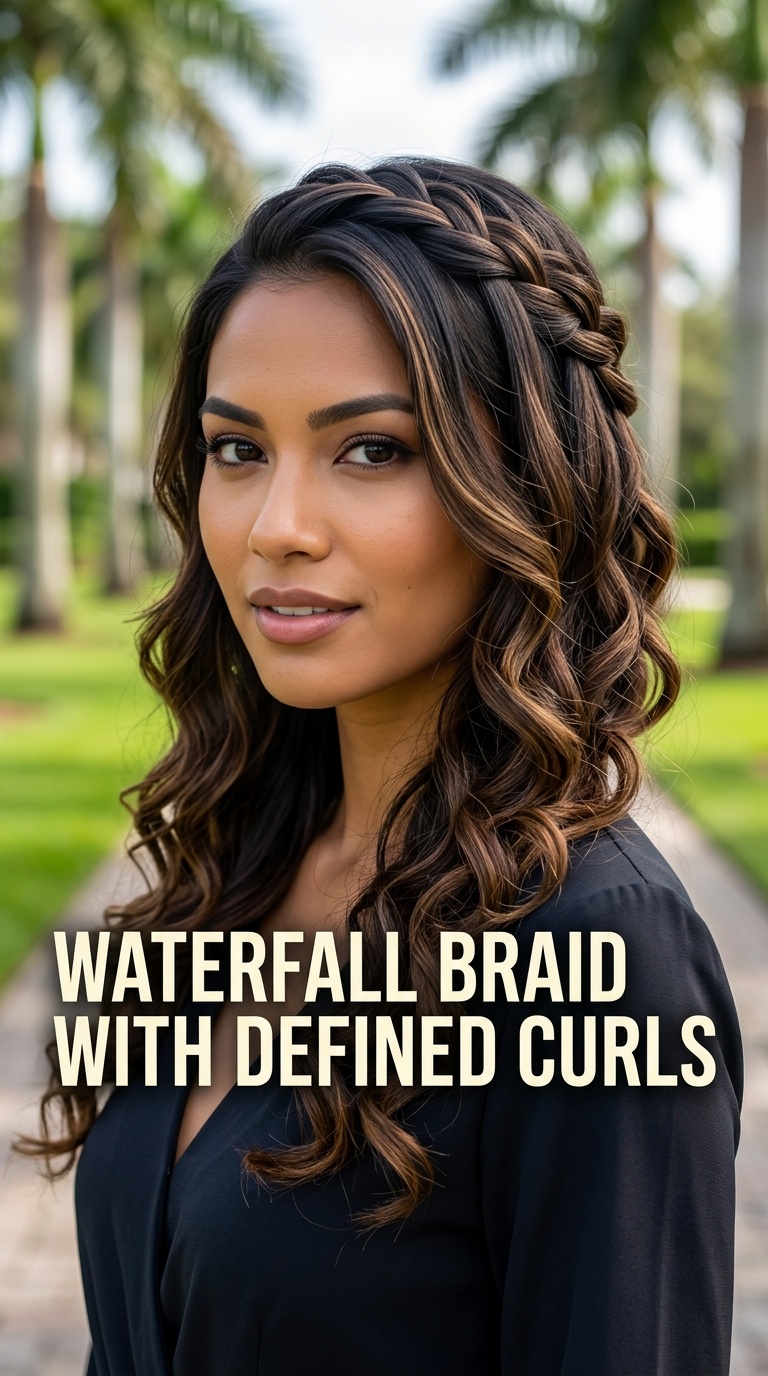 Waterfall Braid with Defined Curls