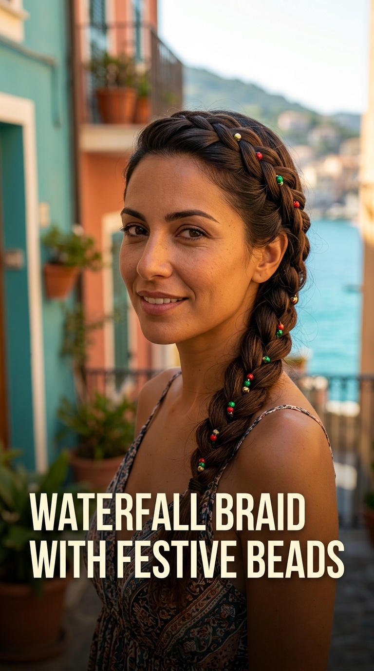 Waterfall Braid with Festive Beads