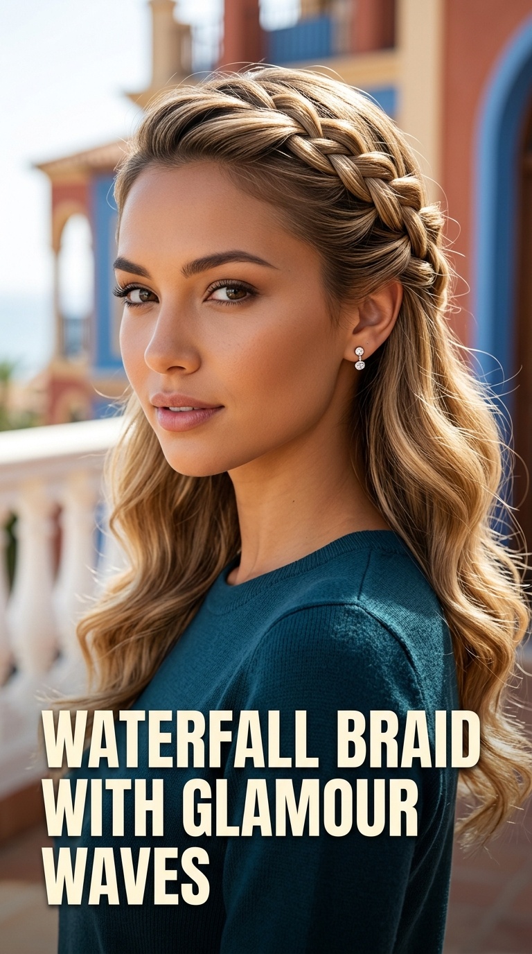 Waterfall Braid with Glamour Waves
