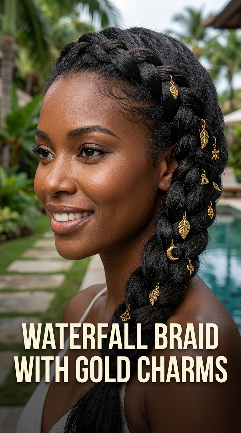 Waterfall Braid with Gold Charms