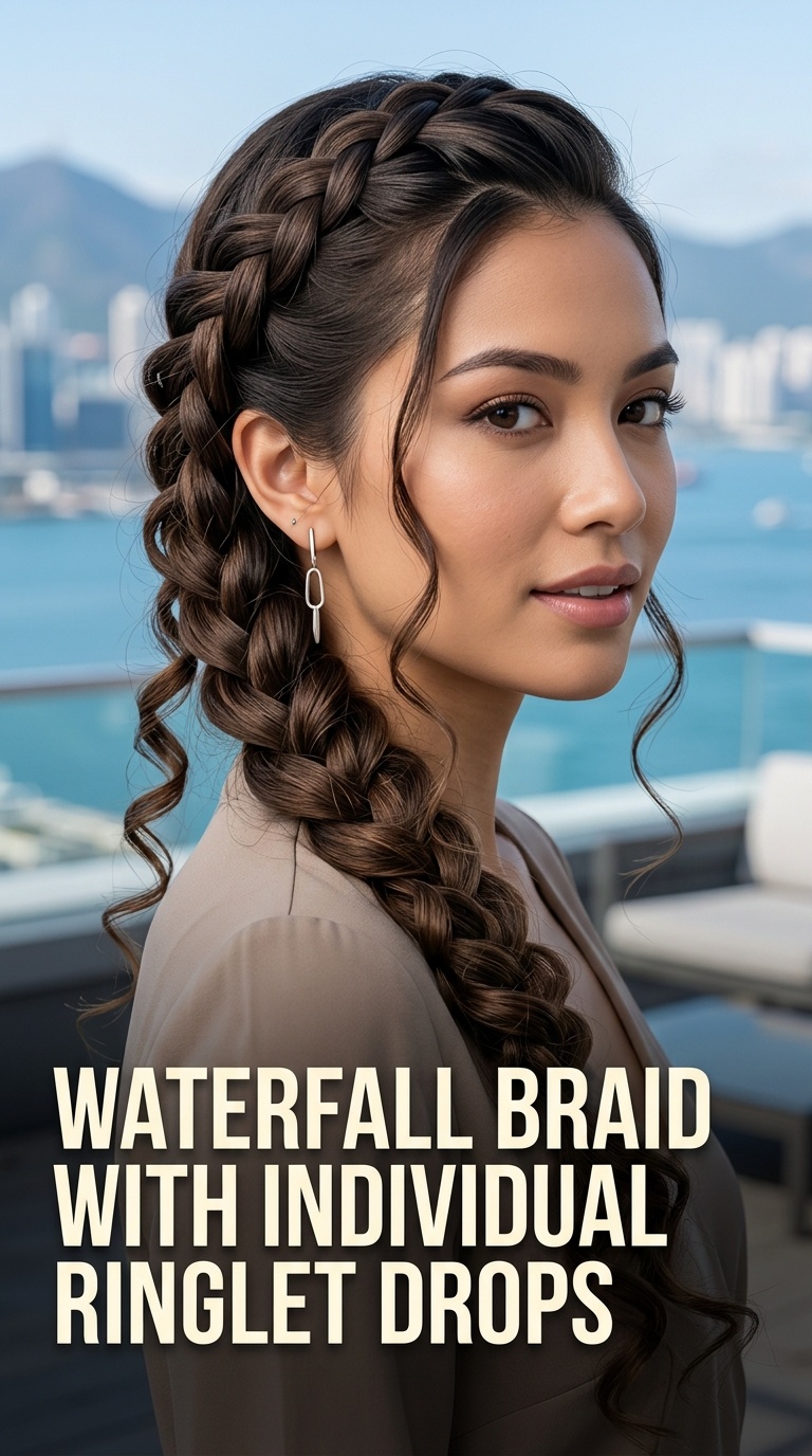 Waterfall Braid with Individual Ringlet Drops