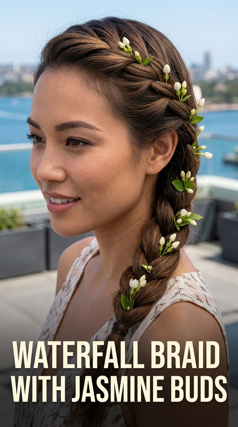 Waterfall Braid with Jasmine Buds