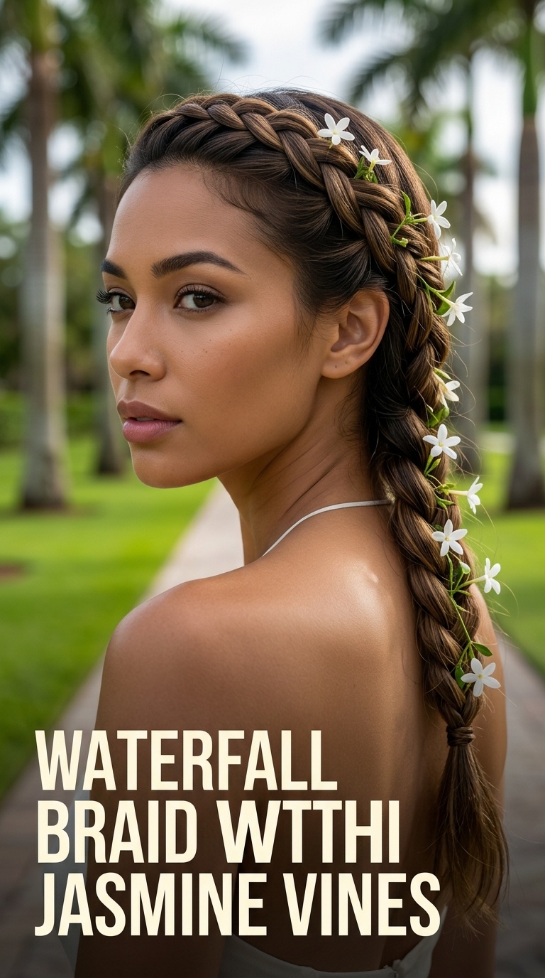Waterfall Braid with Jasmine Vines