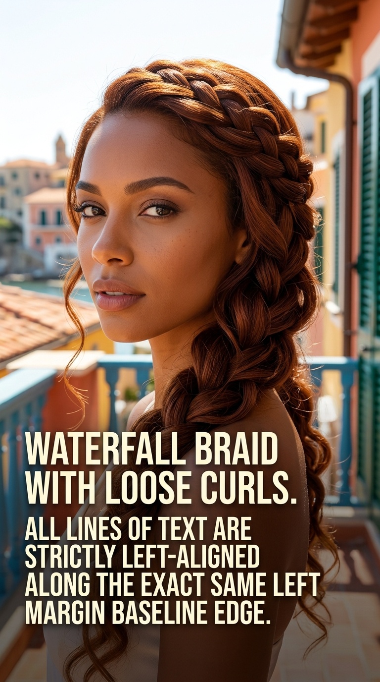 Waterfall Braid with Loose Curls