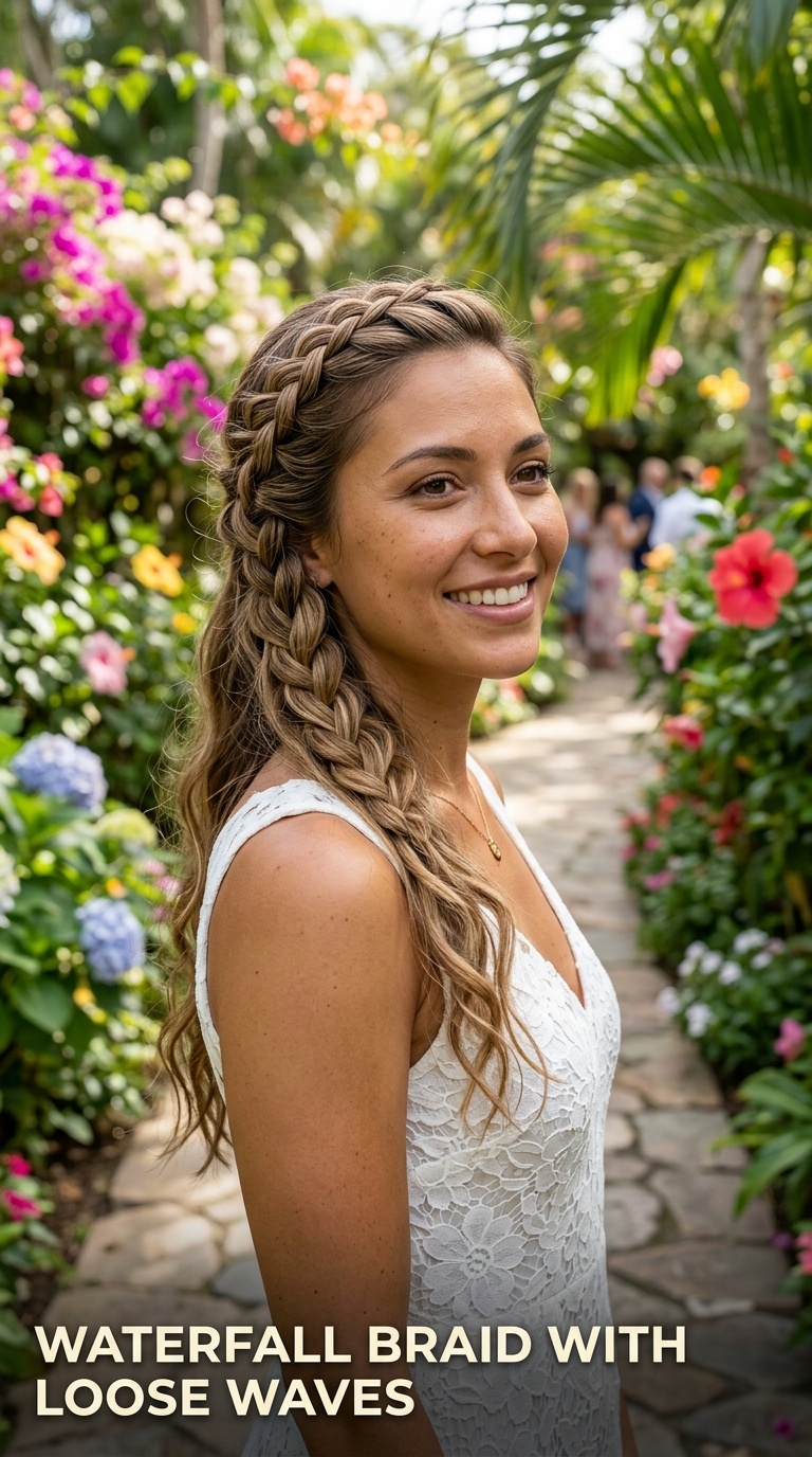 Waterfall Braid with Loose Waves