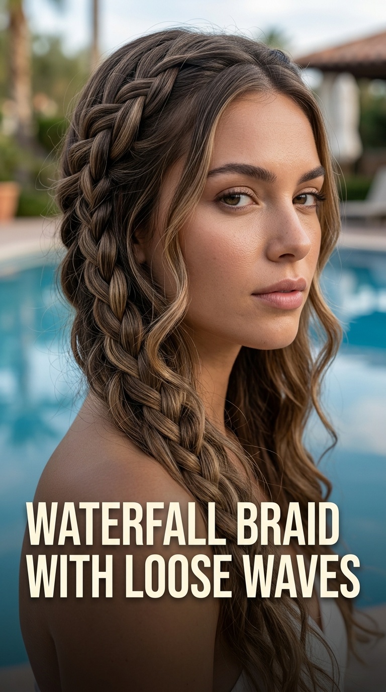 Waterfall Braid with Loose Waves