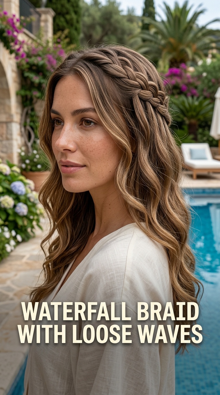 Waterfall Braid with Loose Waves