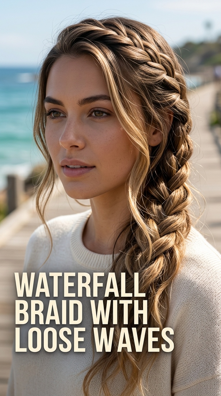 Waterfall Braid with Loose Waves