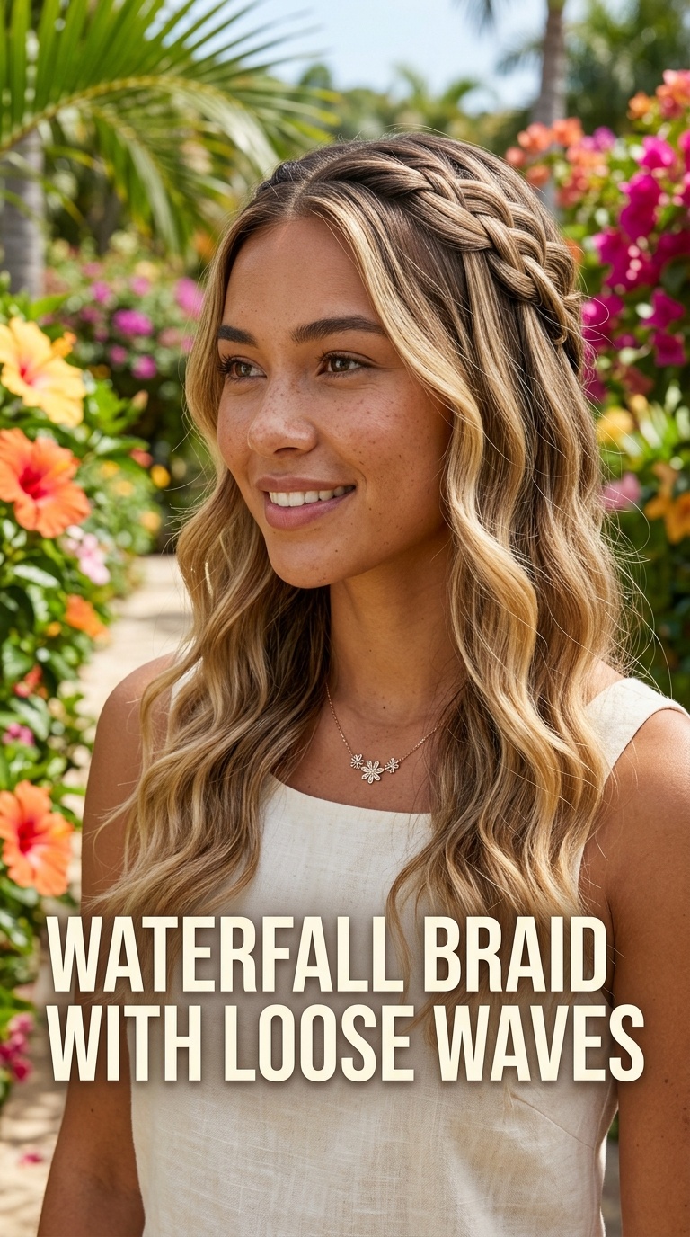 Waterfall Braid with Loose Waves