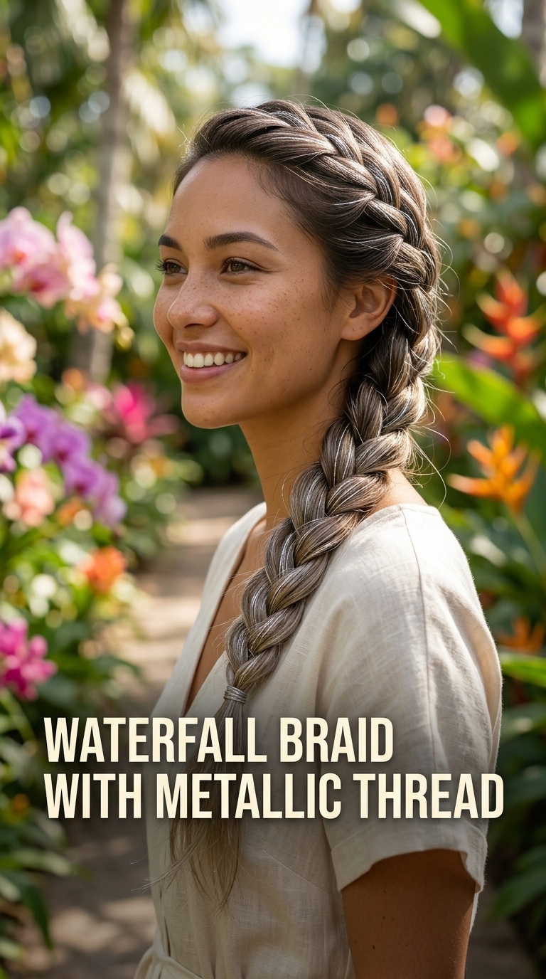 Waterfall Braid with Metallic Thread