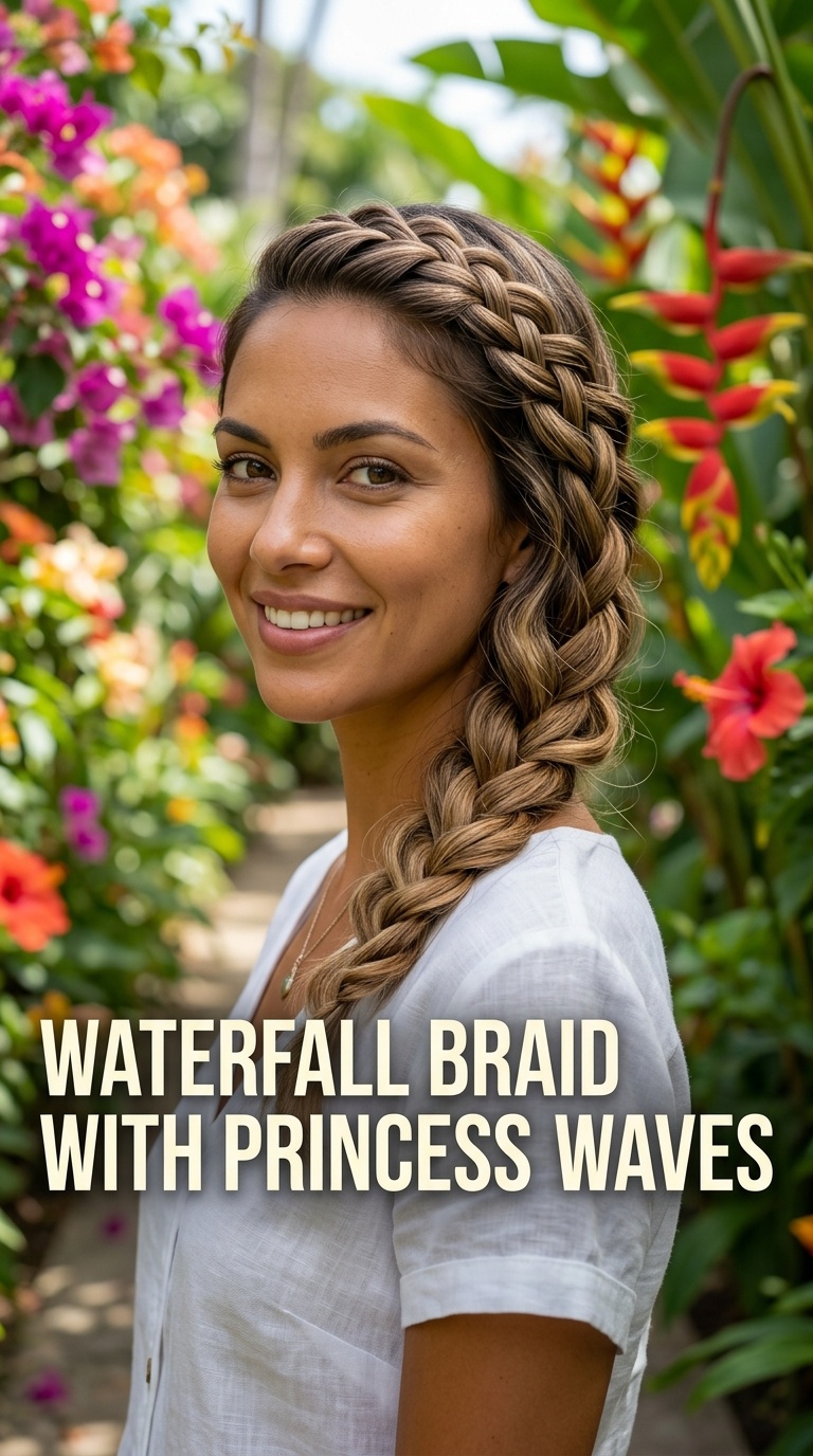 Waterfall Braid with Princess Waves