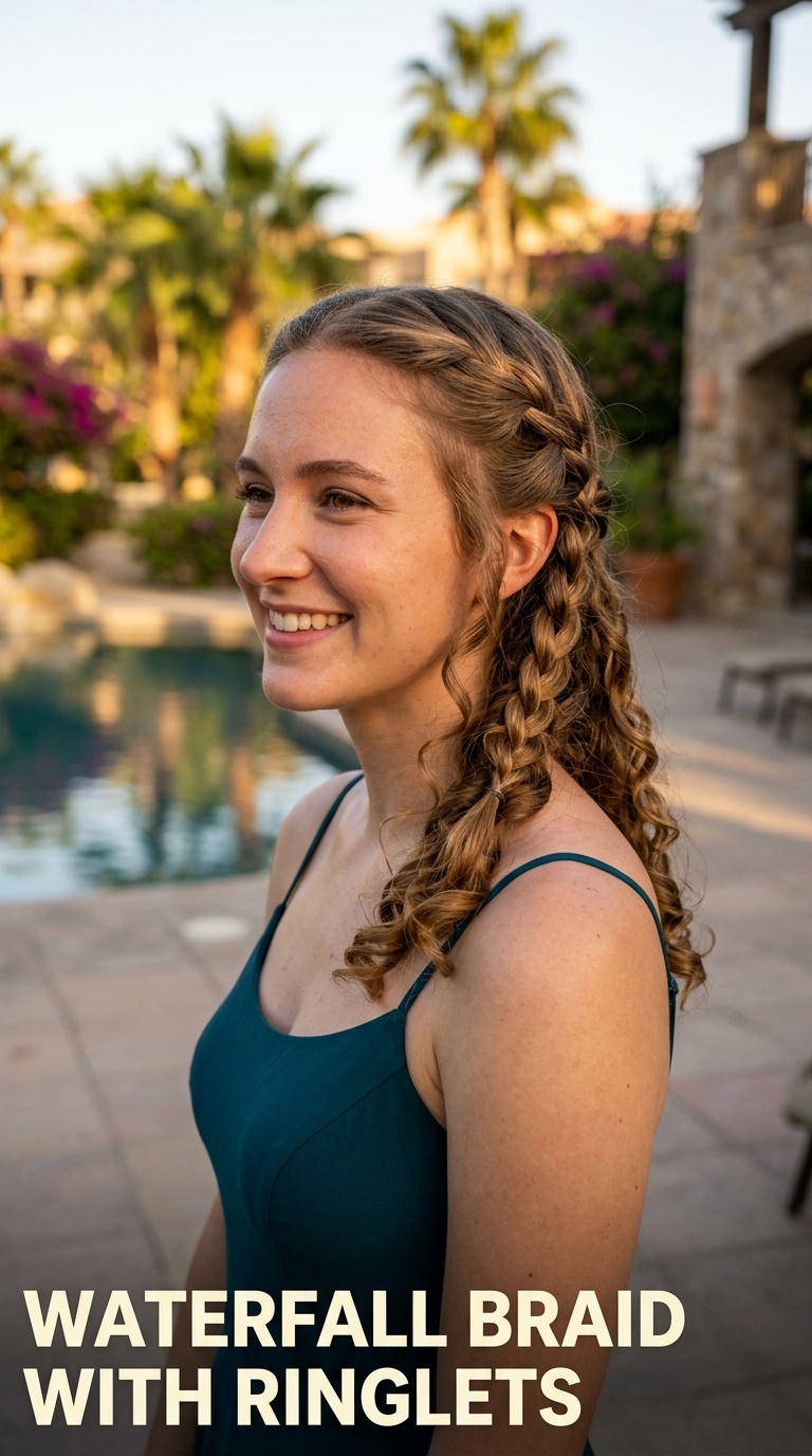 Waterfall Braid with Ringlets