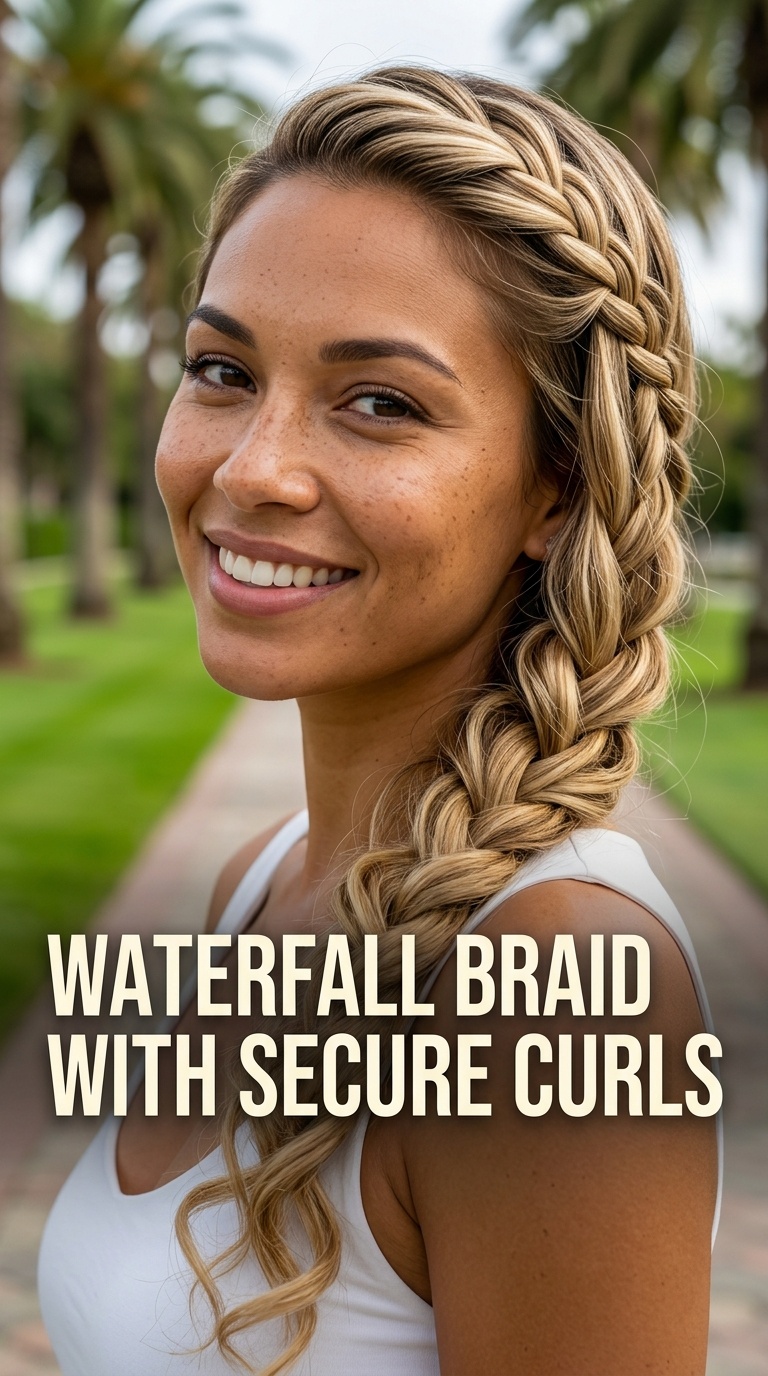 Waterfall Braid with Secure Curls