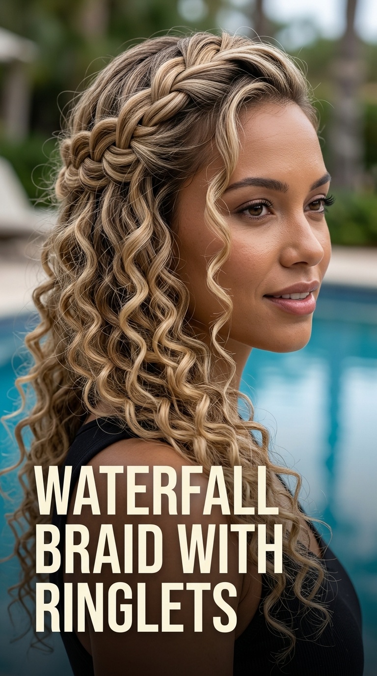 Waterfall Braid with Tight Ringlets